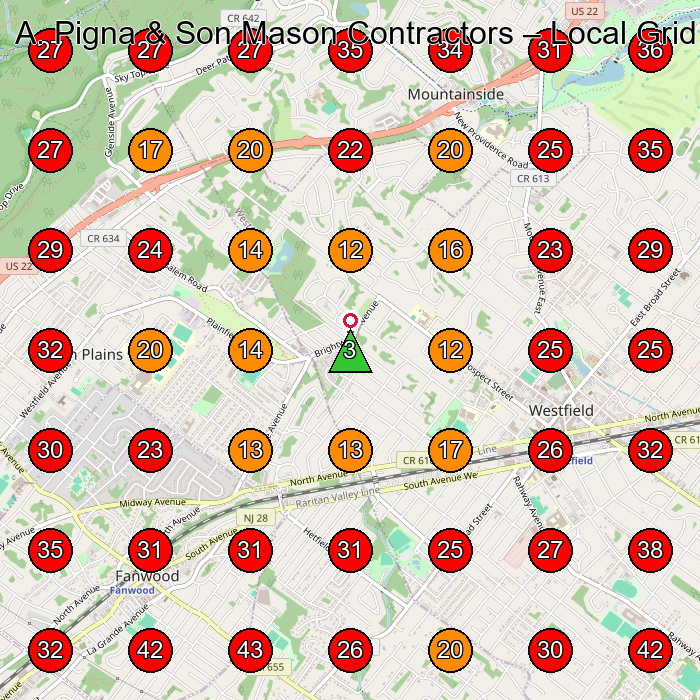 A. Pigna & Son Mason Contractors GeoGrid visibility map for Masonry Contractor in Scotch Plains